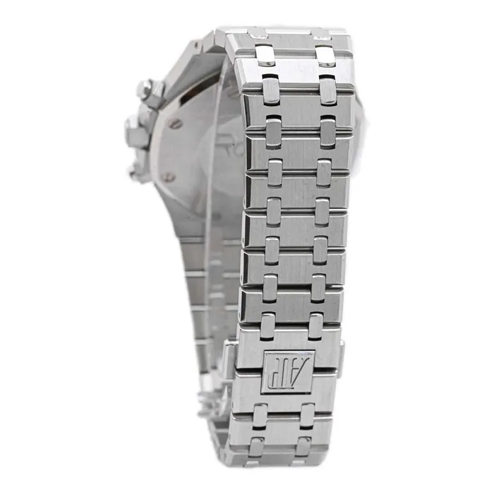 Bracelets Happy Jewelers Audemars Piguet Mens Royal Oak Stainless Steel 41mm Black Grande Tapisserie Dial