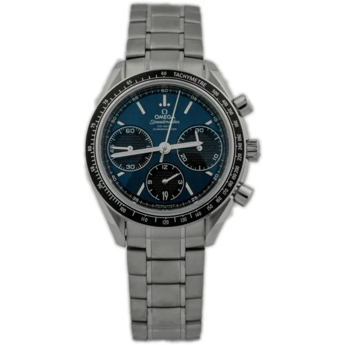 Bracelets Happy Jewelers Omega Mens Racing Speedmaster Stainless Steel 40mm Blue Chronograph Stick Dial Watch Reference 32630405003001 Bracelets Happy Jewelers Omega Mens Racing Speedmaster Stainless Steel 40mm Blue Chronograph Stick Dial Watch Reference 32630405003001