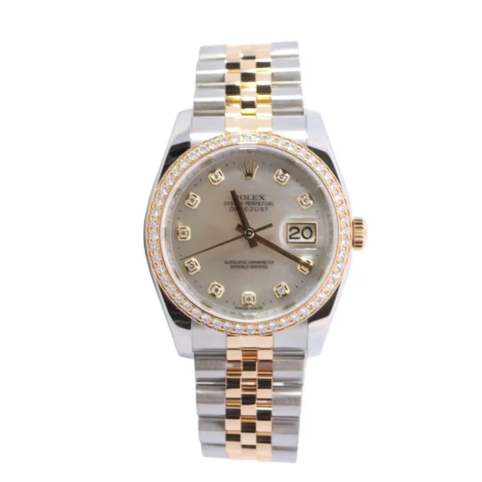 Bracelets Happy Jewelers Rolex Datejust TwoTone Stainless Steel Yellow Gold 36mm Factory MOP Diamond Dial Watch Reference 116243 Bracelets Happy Jewelers Rolex Datejust TwoTone Stainless Steel Yellow Gold 36mm Factory MOP Diamond Dial Watch Reference 116243