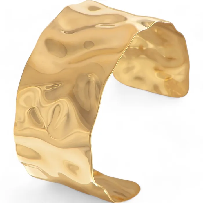 Bracelets Refined by AnnaKaci Wavy Gold Tone Open Cuff Bracelet with Fluid Sculpted Design Bracelets Refined by AnnaKaci Wavy Gold Tone Open Cuff Bracelet with Fluid Sculpted Design