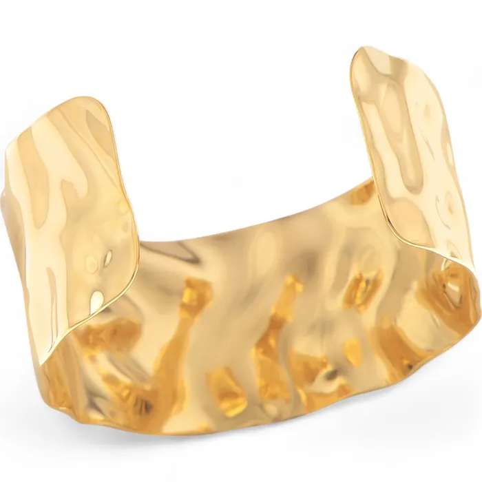 Bracelets Refined by AnnaKaci Wavy Gold Tone Open Cuff Bracelet with Fluid Sculpted Design Bracelets Refined by AnnaKaci Wavy Gold Tone Open Cuff Bracelet with Fluid Sculpted Design