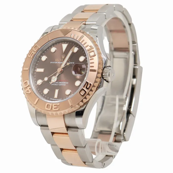 Bracelets Rolex Yachtmaster 37mm Everose Gold Stainless Steel Chocolate Dot Dial Watch Reference 268621 Happy Jewelers