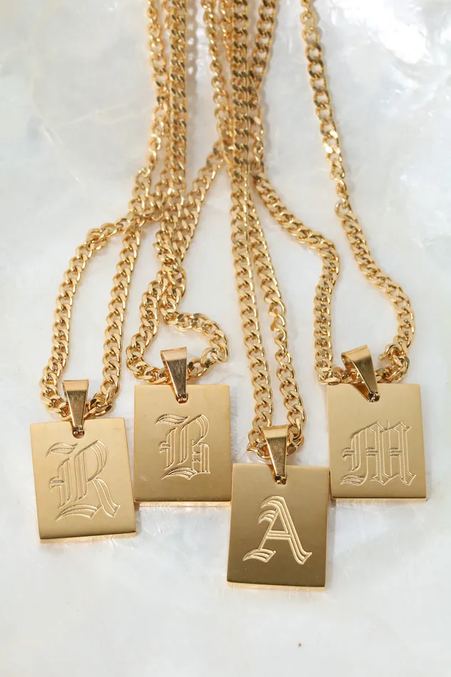 Chvker Jewelry Necklaces Gothic Initial Necklace