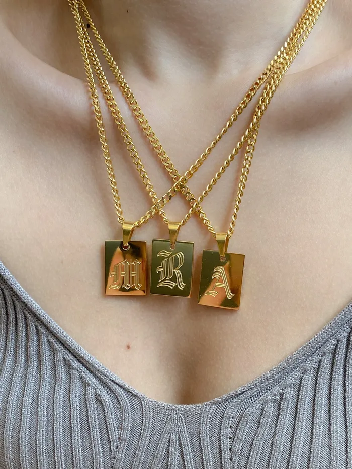 Chvker Jewelry Necklaces Gothic Initial Necklace