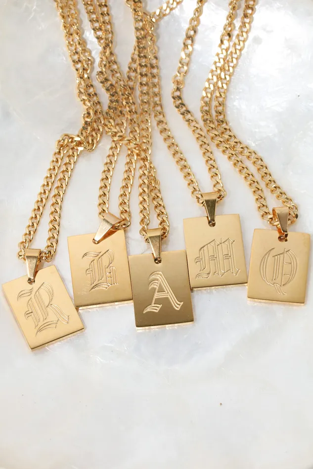 Chvker Jewelry Necklaces Gothic Initial Necklace