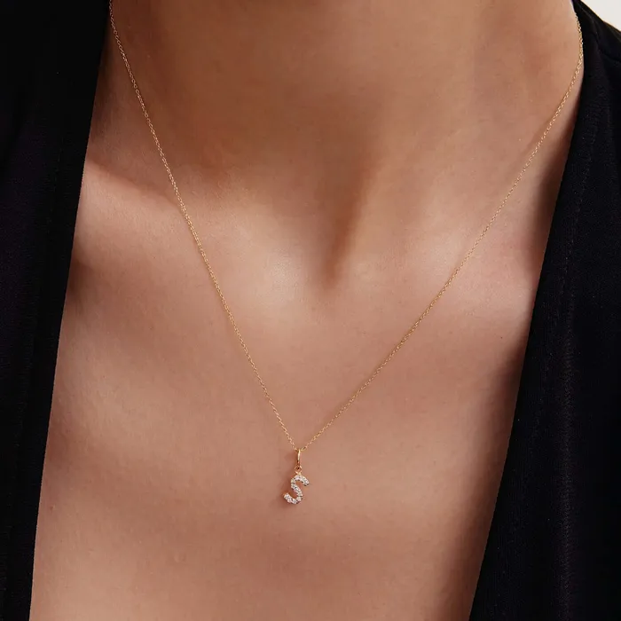 Diamond Initial Necklace Diamond Letter Gelin Diamond Necklaces
