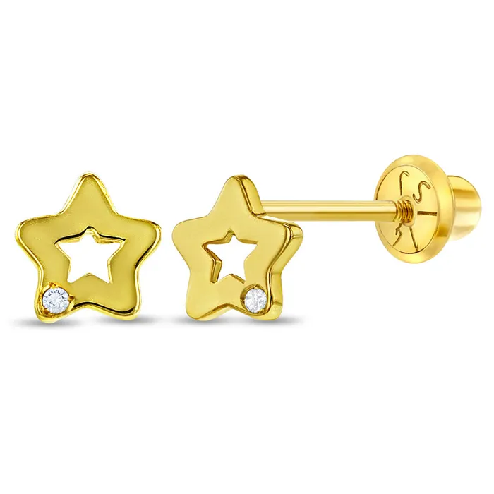 Earrings Baby Final Sale 14k Gold Genuine Diamond Open Star Baby Toddler Kids Earrings Safety Screw Back Earrings Baby Final Sale 14k Gold Genuine Diamond Open Star Baby Toddler Kids Earrings Safety Screw Back