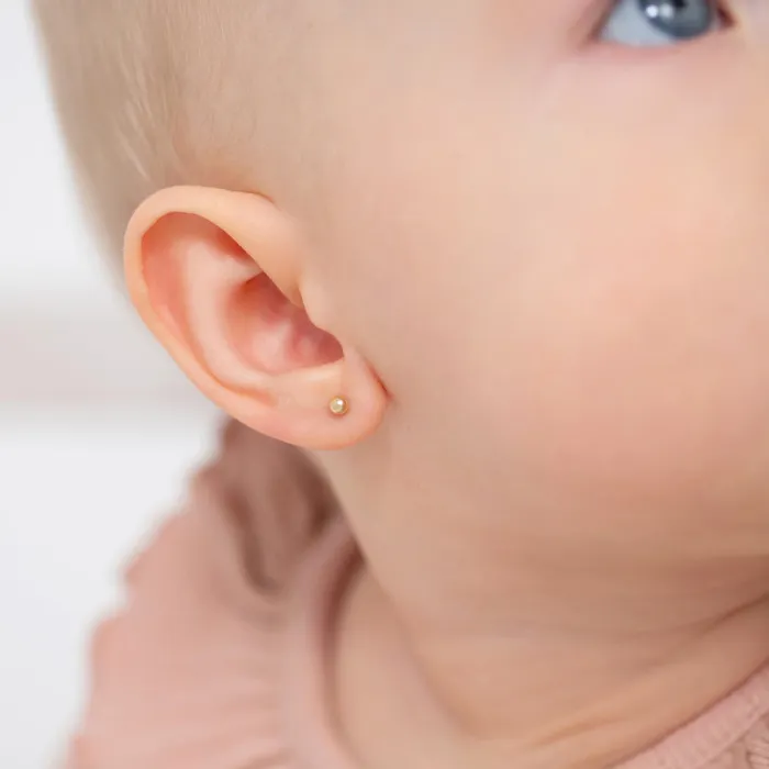 Earrings Baby Screw Back Earrings 14k Gold Classic Ball 36mm Baby Toddler Kids Earrings Safety Screw Back