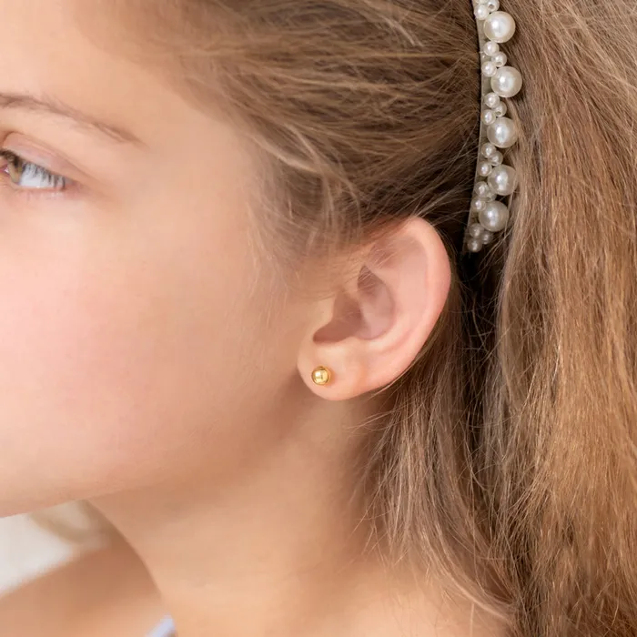 Earrings Baby Screw Back Earrings 14k Gold Classic Ball 36mm Baby Toddler Kids Earrings Safety Screw Back