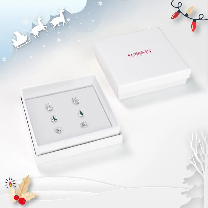 Earrings Christmas Magic Kids Girls Earrings Screw Back Set Sterling Silver PPLRHIDDENPRODUCT