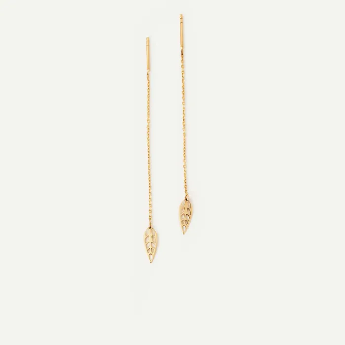 Earrings Gelin Diamond Leaf Threader Earrings