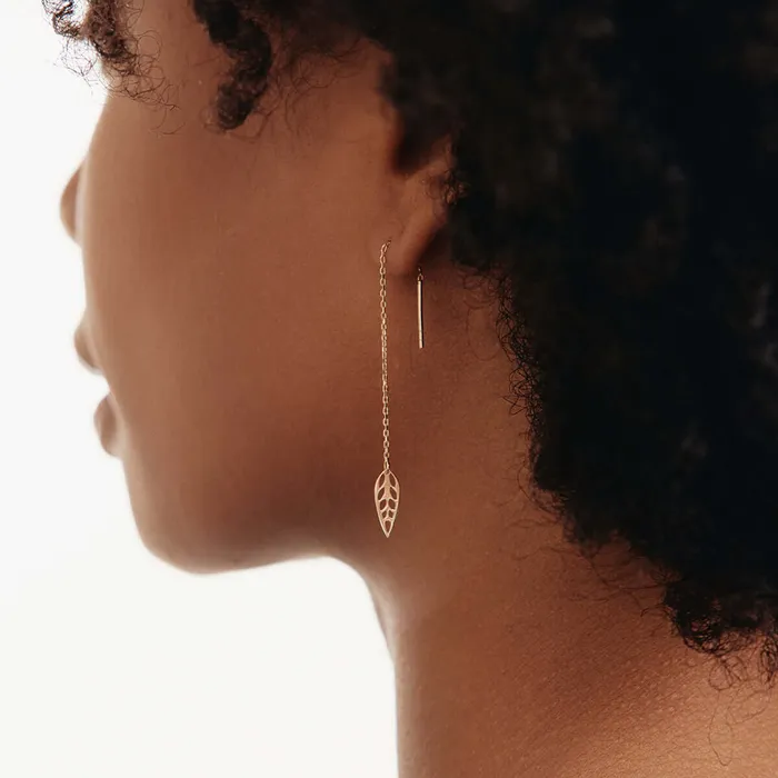Earrings Gelin Diamond Leaf Threader Earrings