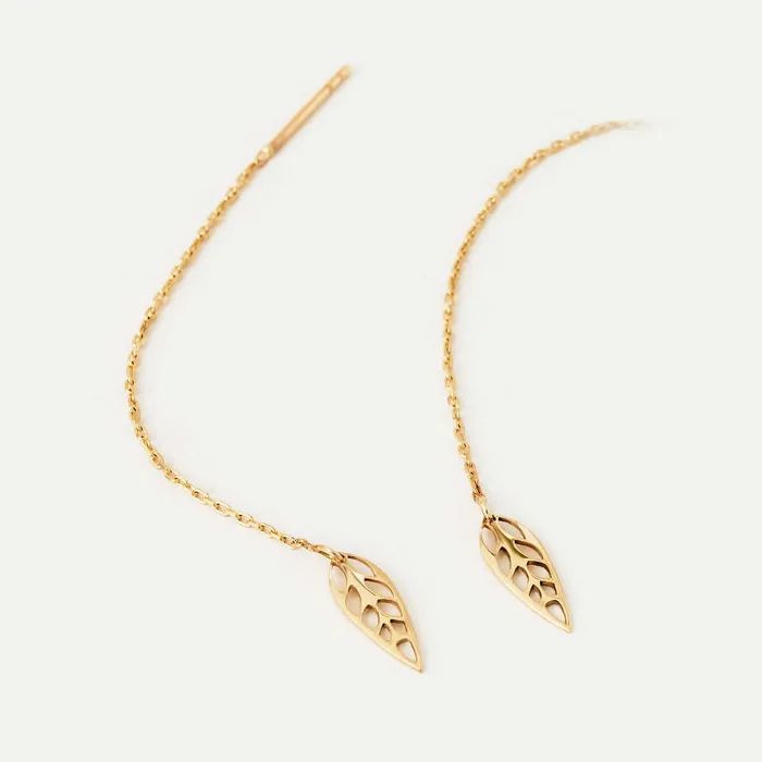 Earrings Gelin Diamond Leaf Threader Earrings