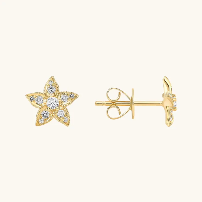 Earrings Happy Jewelers Star Flower Diamond Stud Earrings