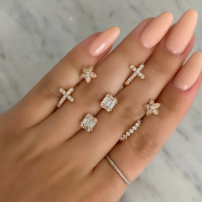 Earrings Happy Jewelers Star Flower Diamond Stud Earrings