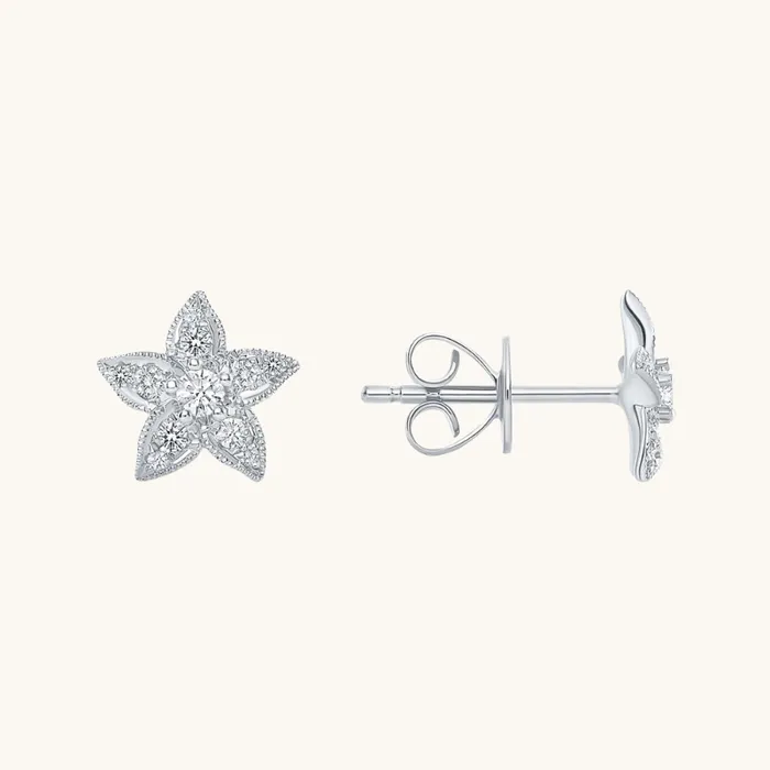 Earrings Happy Jewelers Star Flower Diamond Stud Earrings