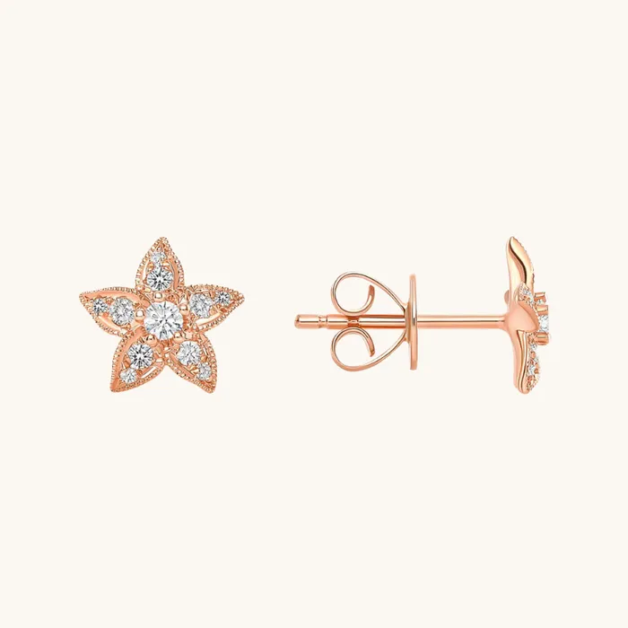 Earrings Happy Jewelers Star Flower Diamond Stud Earrings