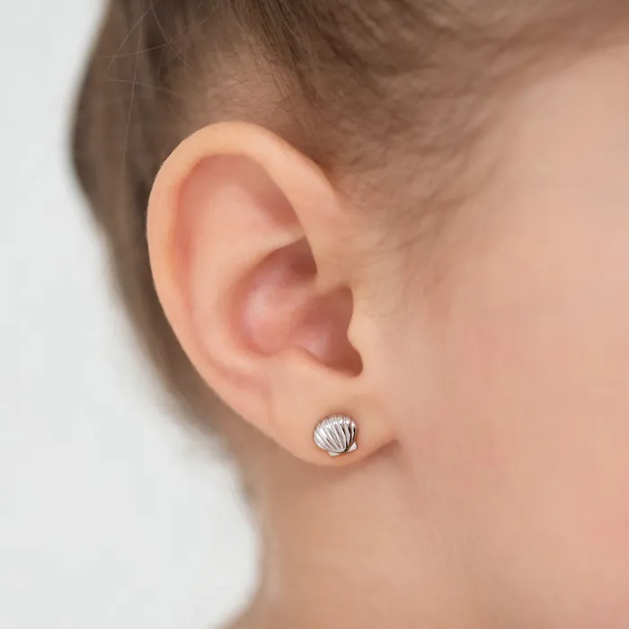 Earrings Kids Stud Earrings Lustrous Seashell Kids Childrens Girls Earrings Sterling Silver