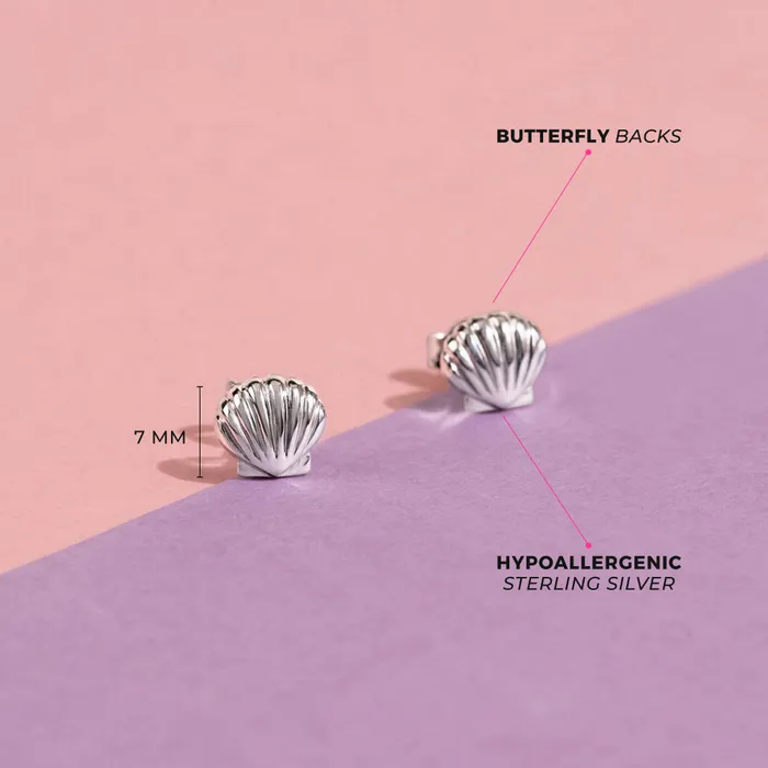 Earrings Kids Stud Earrings Lustrous Seashell Kids Childrens Girls Earrings Sterling Silver