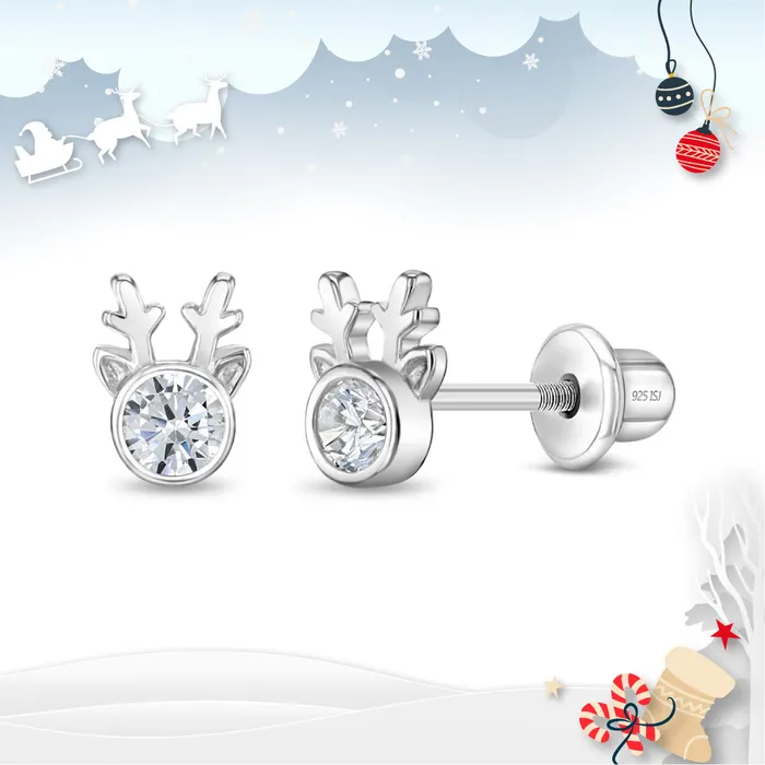 Earrings PPLRHIDDENPRODUCT Holiday Reindeer Kids Childrens Girls Earrings Screw Back Sterling Silver Earrings PPLRHIDDENPRODUCT Holiday Reindeer Kids Childrens Girls Earrings Screw Back Sterling Silver