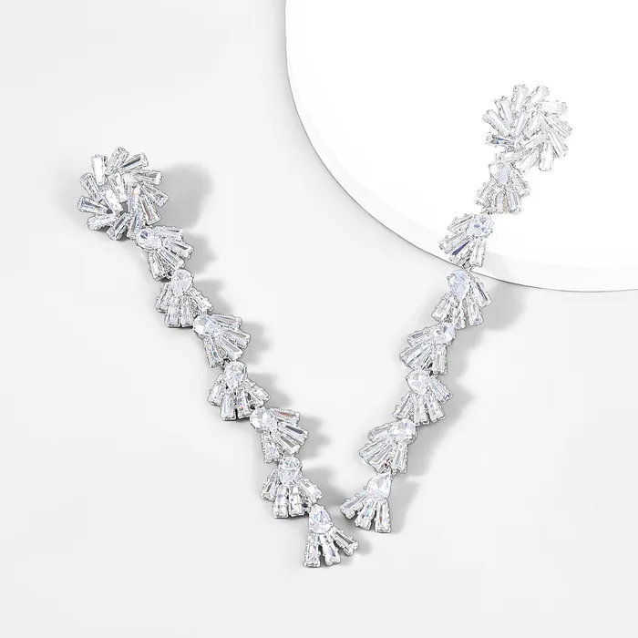 Earrings Refined by AnnaKaci Fancy Crystal Embellished Straight Droop Earrings