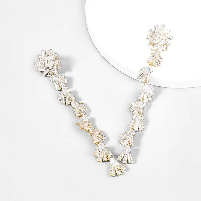 Earrings Refined by AnnaKaci Fancy Crystal Embellished Straight Droop Earrings Earrings Refined by AnnaKaci Fancy Crystal Embellished Straight Droop Earrings