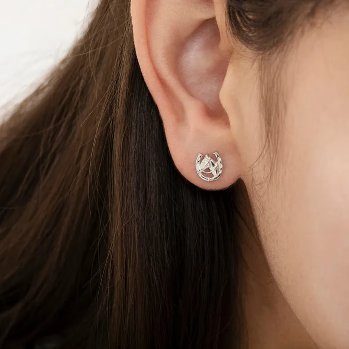 Earrings Winners Circle Horse Kids Childrens Girls Earrings Screw Back Sterling Silver Kids Screw Back Earrings