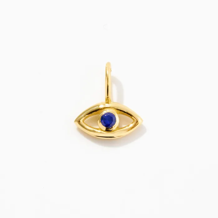 Evil Eye Charm with Blue Sapphire Gelin Diamond Charm Necklaces