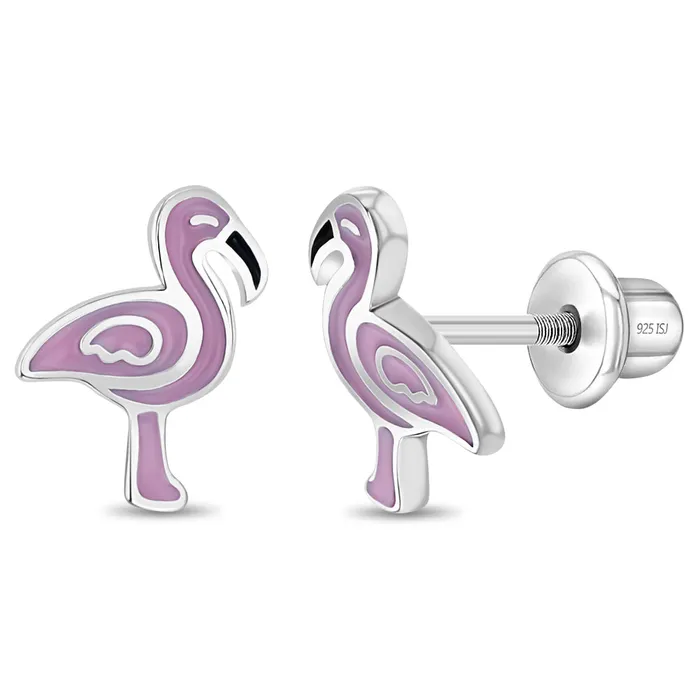 Fancy Flamingo Pink Kids Childrens Girls Earrings Screw Back Enamel Sterling Silver Kids Screw Back Earrings Earrings Fancy Flamingo Pink Kids Childrens Girls Earrings Screw Back Enamel Sterling Silver Kids Screw Back Earrings Earrings