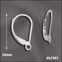 Findings Connection Rings SS907 Sterling Silver Lever Backs 1 Pair