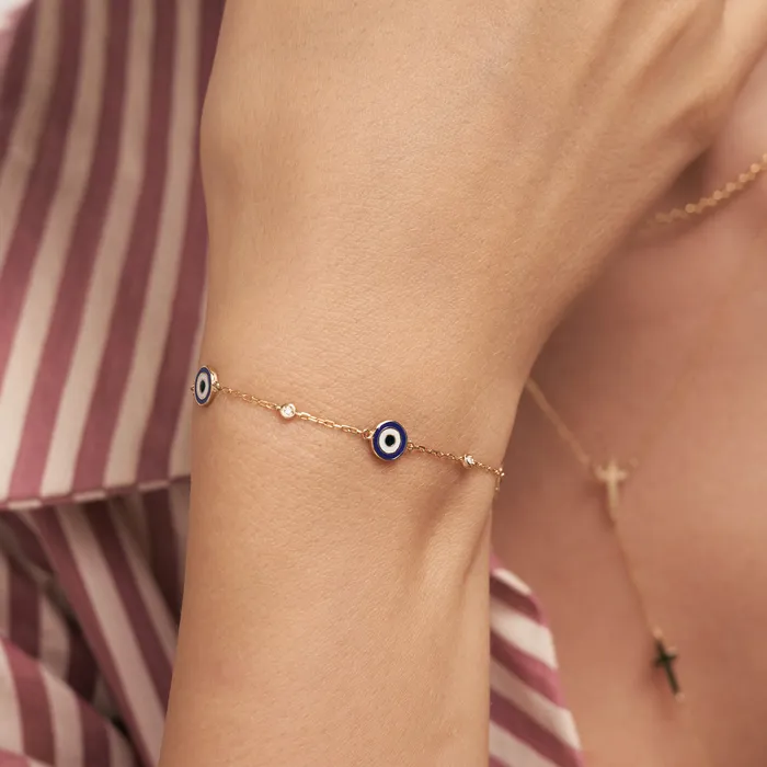 Gelin Diamond Bracelets Diamond Evil Eye Station Bracelet