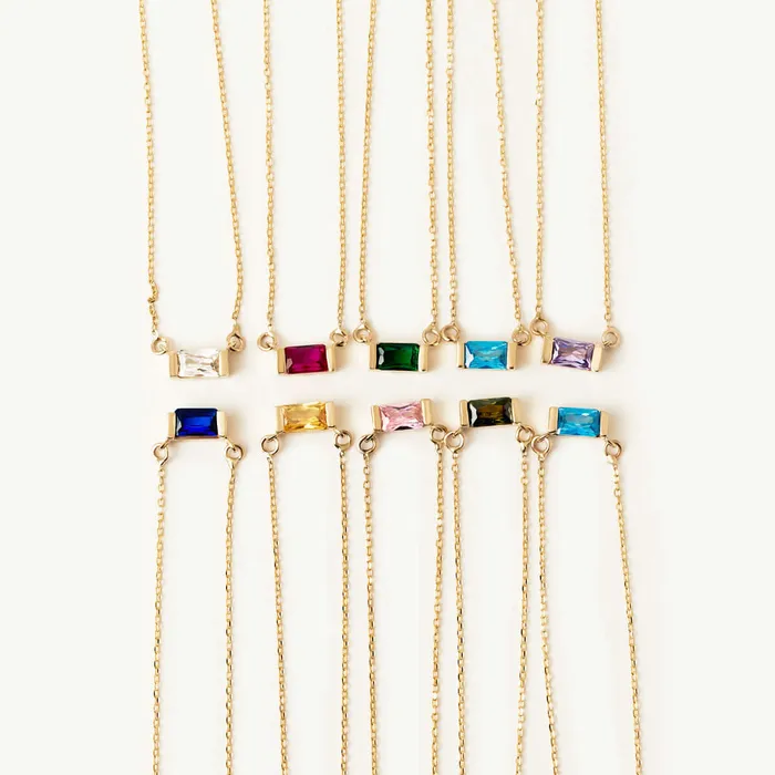 Gelin Diamond Necklaces Baguette Birthstone Necklace