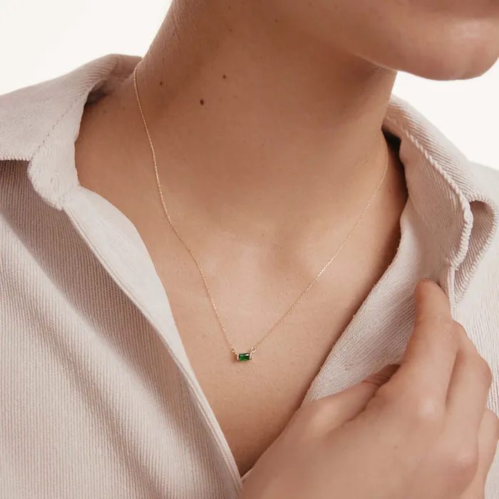 Gelin Diamond Necklaces Baguette Birthstone Necklace