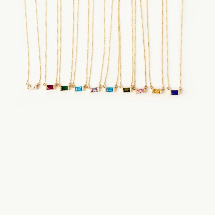 Gelin Diamond Necklaces Baguette Birthstone Necklace
