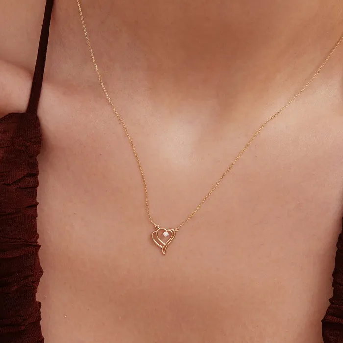 Gelin Diamond Necklaces Diamond Double Heart Necklace