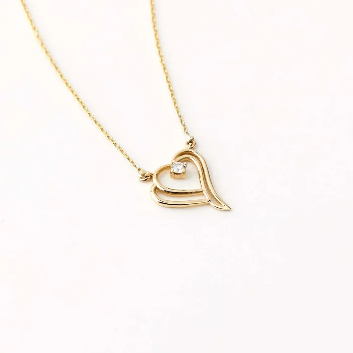 Gelin Diamond Necklaces Diamond Double Heart Necklace