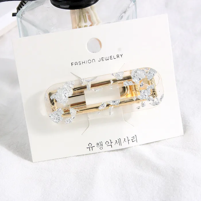 Gold Silver Foil Clear Hair Clip Refined by AnnaKaci Earrings