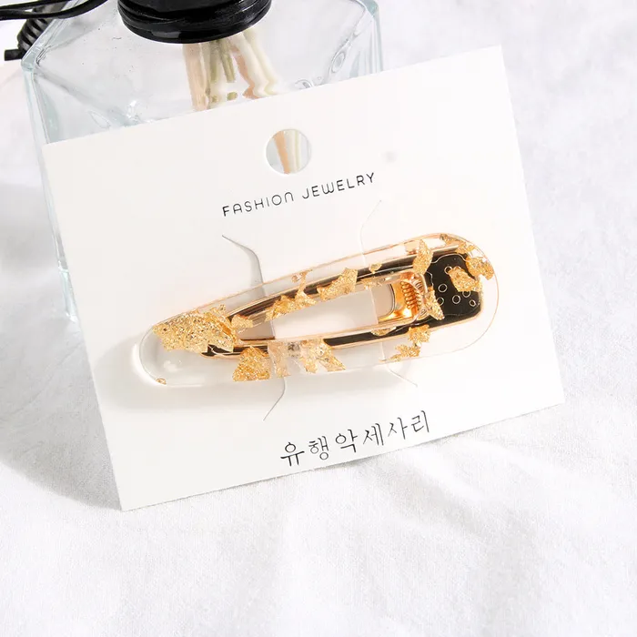 Gold Silver Foil Clear Hair Clip Refined by AnnaKaci Earrings