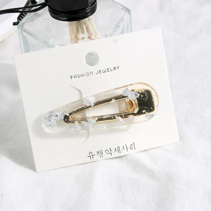 Gold Silver Foil Clear Hair Clip Refined by AnnaKaci Earrings