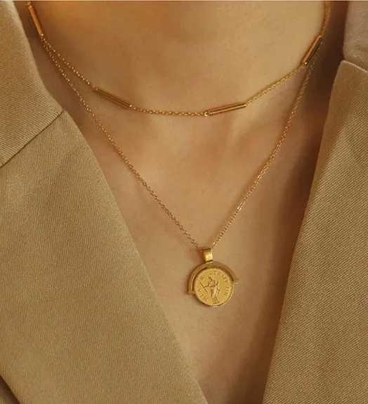 Greek Embossed Gold Coin Necklace Refined by AnnaKaci Necklaces