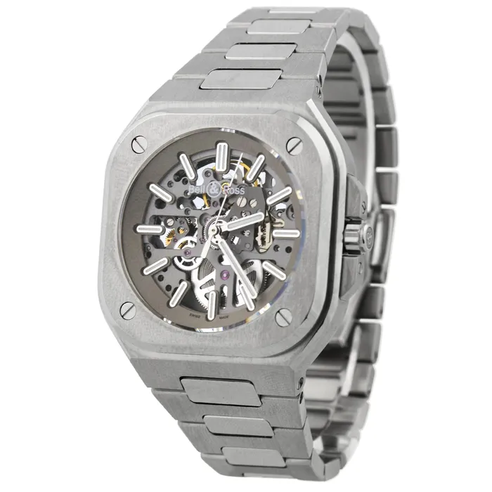 Happy Jewelers Bracelets Bell Ross Mens Limited Edition BR 05 Stainless Steel 40mm Skeleton Dial Watch Reference BR05AGRSKSTSST