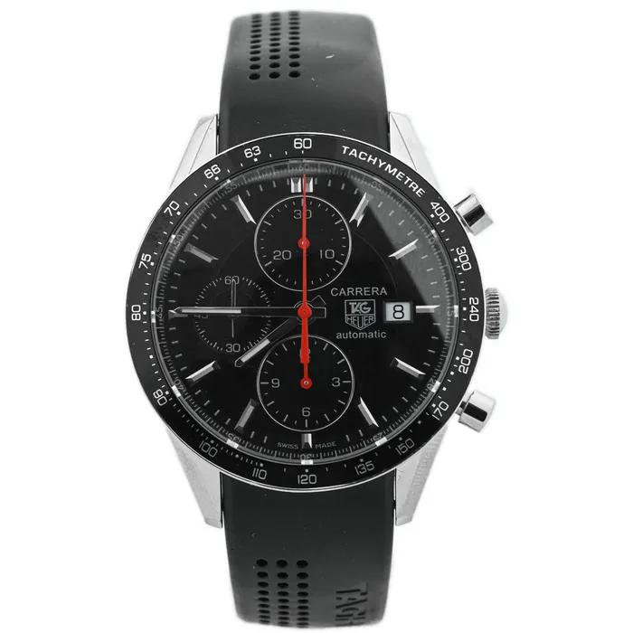 Happy Jewelers Bracelets Tag Heuer Mens Carrera Chronograph Stainless Steel 41mm Black Stick Dial Watch Reference CV2014FT6014 Happy Jewelers Bracelets Tag Heuer Mens Carrera Chronograph Stainless Steel 41mm Black Stick Dial Watch Reference CV2014FT6014