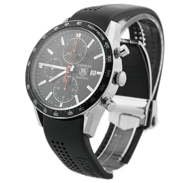 Happy Jewelers Bracelets Tag Heuer Mens Carrera Chronograph Stainless Steel 41mm Black Stick Dial Watch Reference CV2014FT6014