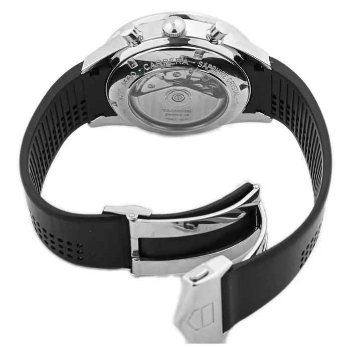 Happy Jewelers Bracelets Tag Heuer Mens Carrera Chronograph Stainless Steel 41mm Black Stick Dial Watch Reference CV2014FT6014