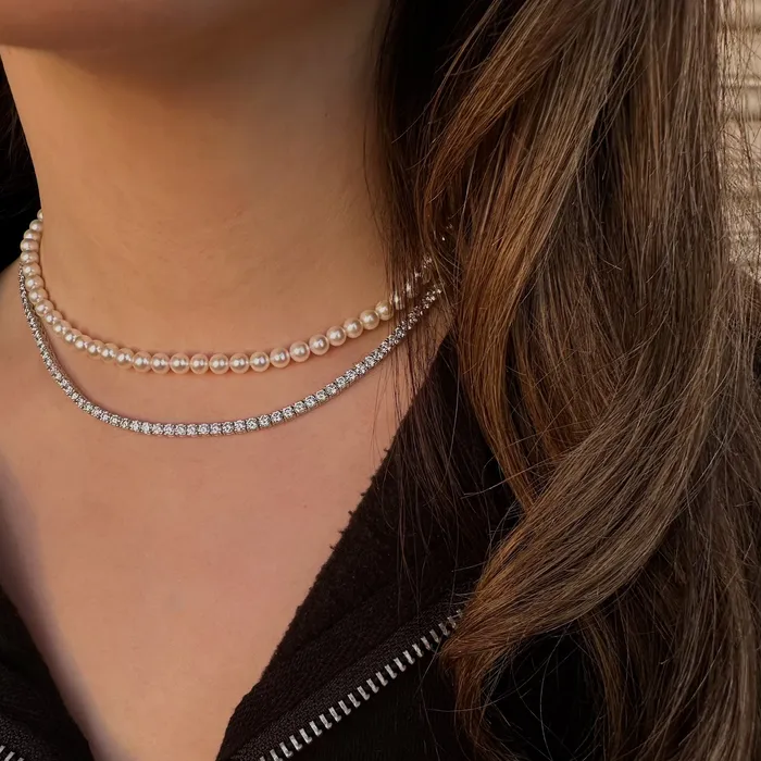 Happy Jewelers Earrings Diamond Pearl Stack