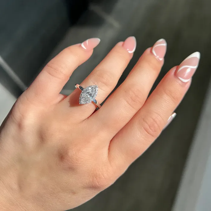 Happy Jewelers Rings 100 Carat Marquise Natural Diamond Engagement Ring with Halo Happy Jewelers Rings 100 Carat Marquise Natural Diamond Engagement Ring with Halo