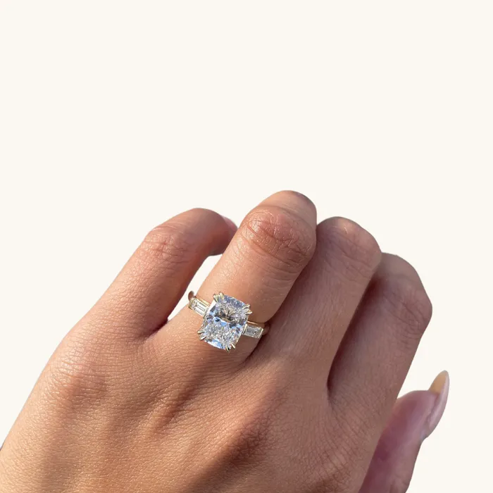 Happy Jewelers Rings 358 Cushion Lab Diamond 3Stone Engagement Ring