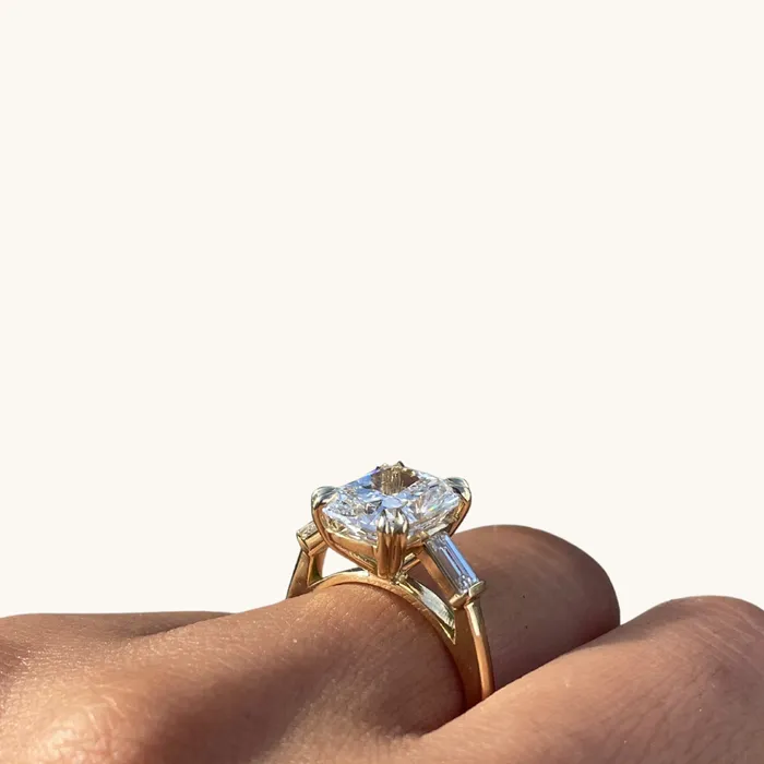 Happy Jewelers Rings 358 Cushion Lab Diamond 3Stone Engagement Ring