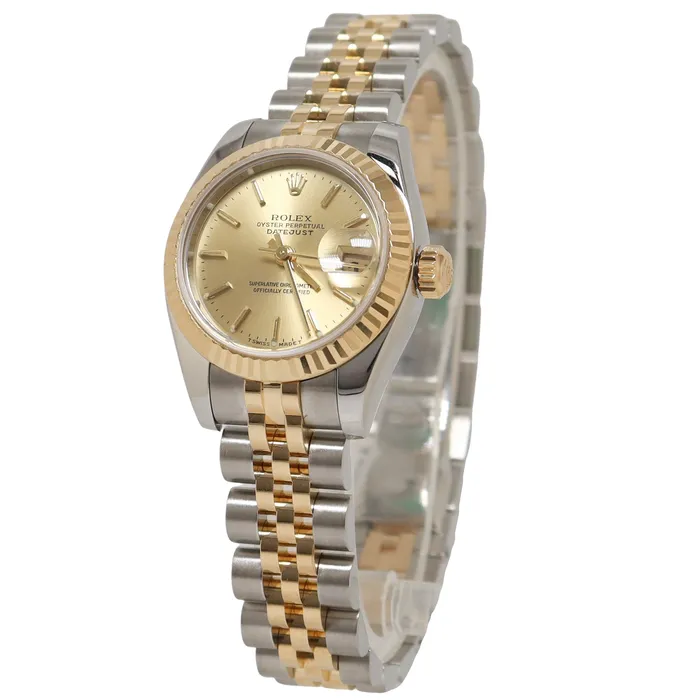 Happy Jewelers Rings Rolex Datejust Two Tone Yellow Gold Steel 26mm Champagne Diamond Dial Watch Reference 6917