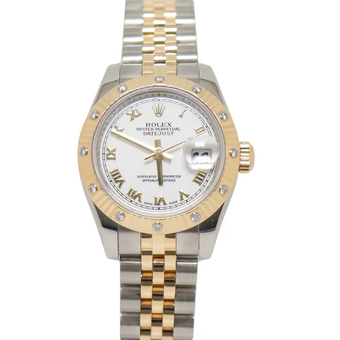 Happy Jewelers Rings Rolex Datejust Two Tone Yellow Gold Steel 26mm White Roman Numeral Dial Watch Reference 179313 Happy Jewelers Rings Rolex Datejust Two Tone Yellow Gold Steel 26mm White Roman Numeral Dial Watch Reference 179313